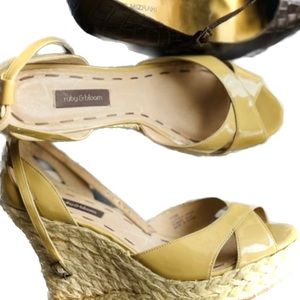 RUBY & BLOOM | 10.5 | Camilla Nude Strappy Leather Espadrille Platform Wedges